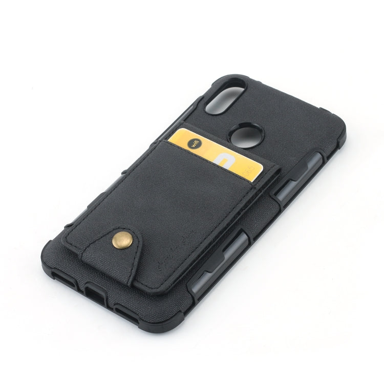 For Huawei Y7 (2019) Cloth Texture + TPU Shockproof Protective Case with Vertical Flip Card Slots