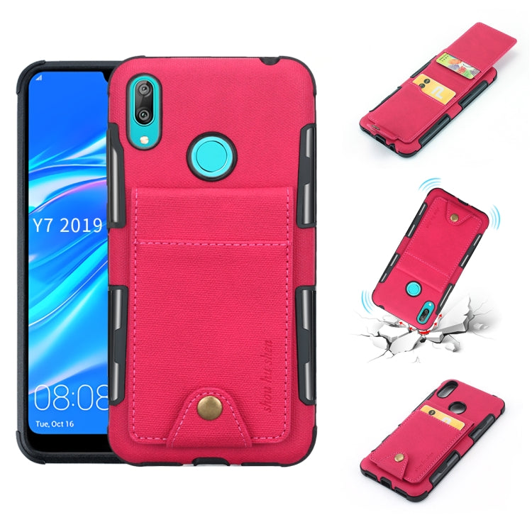 For Huawei Y7 (2019) Cloth Texture + TPU Shockproof Protective Case with Vertical Flip Card Slots