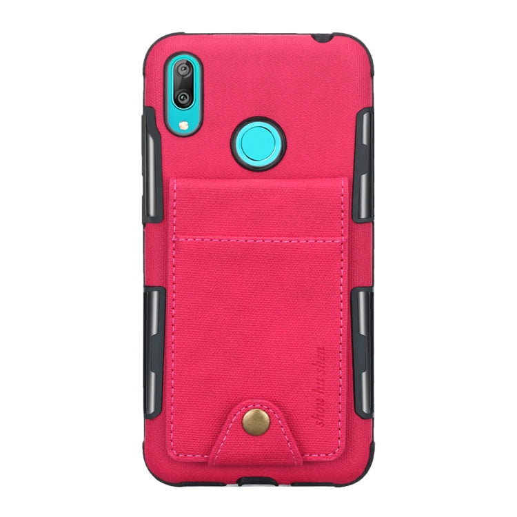For Huawei Y7 (2019) Cloth Texture + TPU Shockproof Protective Case with Vertical Flip Card Slots