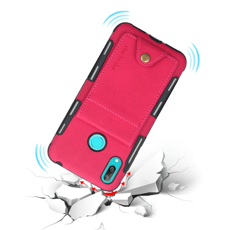 For Huawei Y7 (2019) Cloth Texture + TPU Shockproof Protective Case with Vertical Flip Card Slots