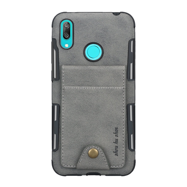 For Huawei Y7 (2019) Cloth Texture + TPU Shockproof Protective Case with Vertical Flip Card Slots