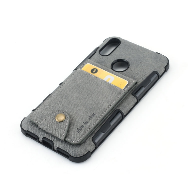 For Huawei Y7 (2019) Cloth Texture + TPU Shockproof Protective Case with Vertical Flip Card Slots