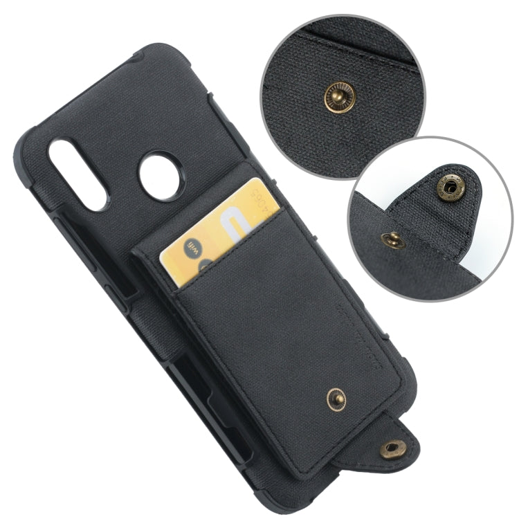 For Huawei Y7 (2019) Cloth Texture + TPU Shockproof Protective Case with Vertical Flip Card Slots