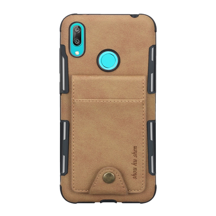 For Huawei Y7 (2019) Cloth Texture + TPU Shockproof Protective Case with Vertical Flip Card Slots