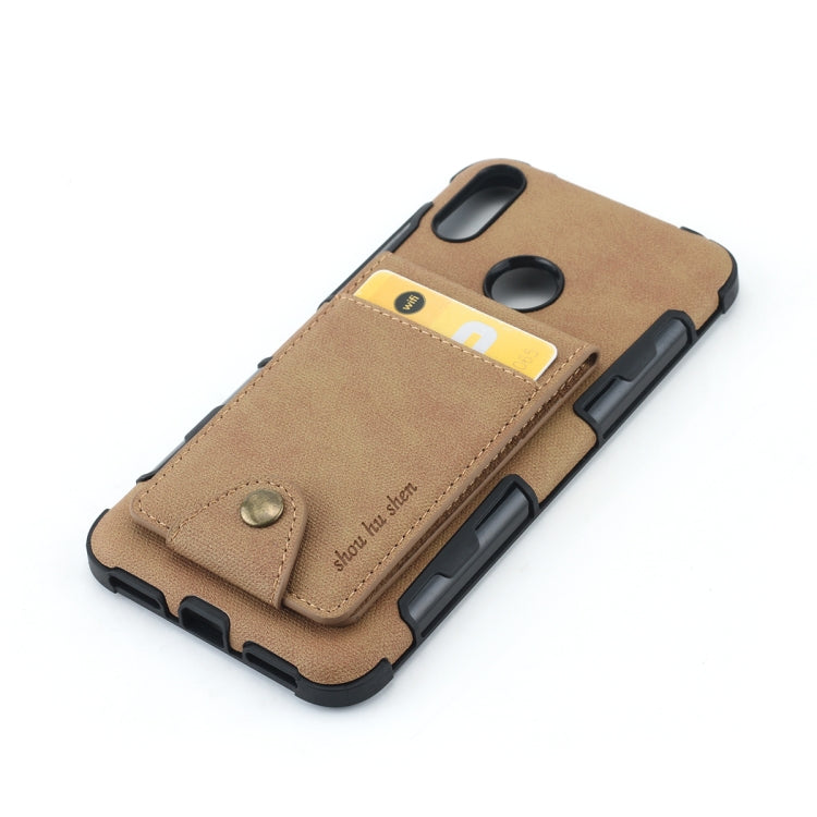 For Huawei Y7 (2019) Cloth Texture + TPU Shockproof Protective Case with Vertical Flip Card Slots