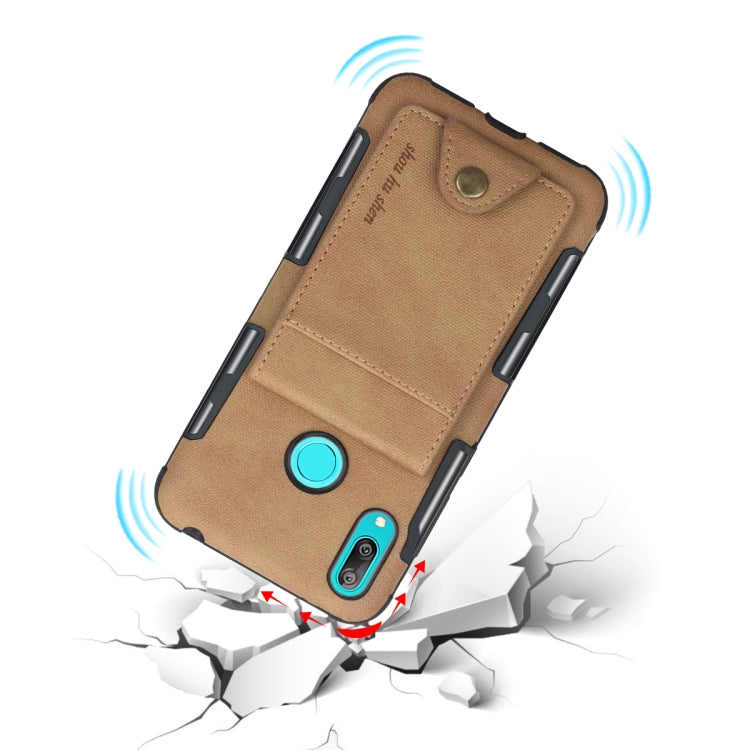 For Huawei Y7 (2019) Cloth Texture + TPU Shockproof Protective Case with Vertical Flip Card Slots