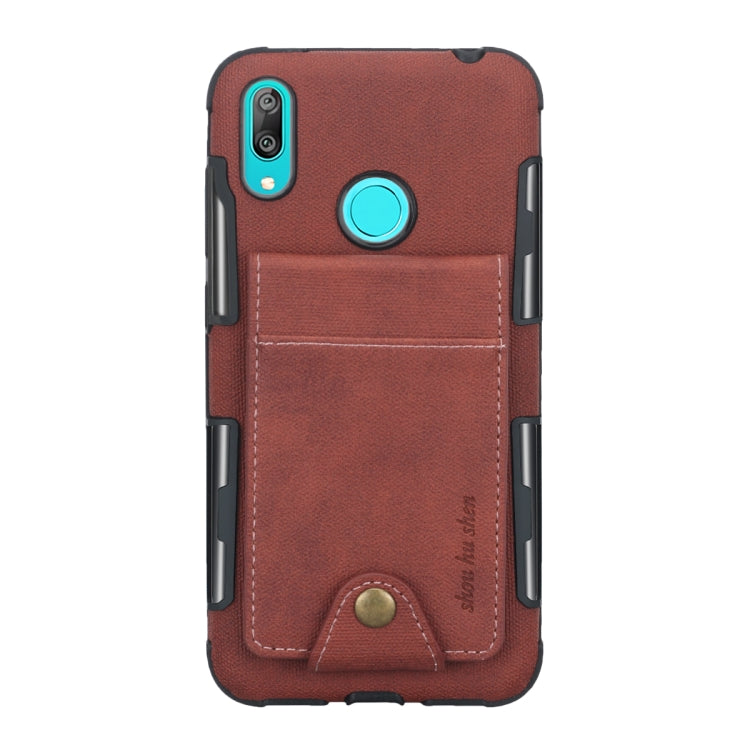 For Huawei Y7 (2019) Cloth Texture + TPU Shockproof Protective Case with Vertical Flip Card Slots