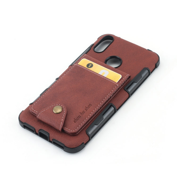 For Huawei Y7 (2019) Cloth Texture + TPU Shockproof Protective Case with Vertical Flip Card Slots
