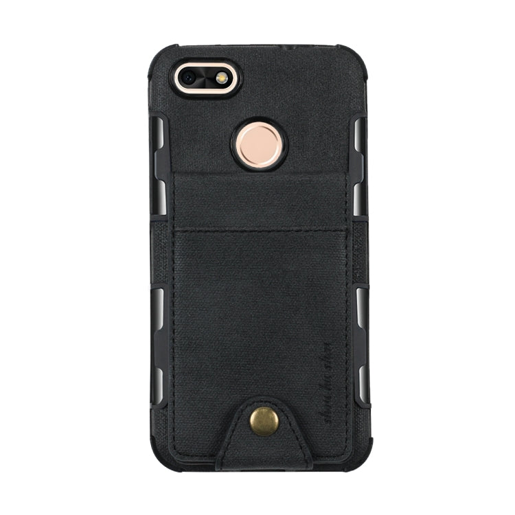 For Huawei P9 lite mini Cloth Texture + TPU Shockproof Protective Case with Vertical Flip Card Slots