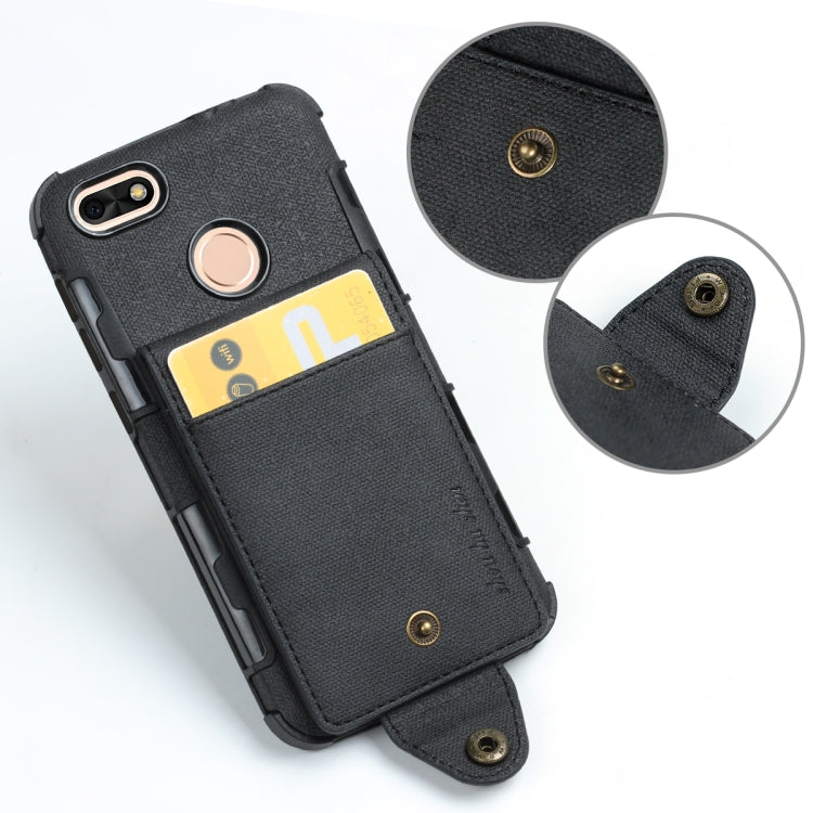 For Huawei P9 lite mini Cloth Texture + TPU Shockproof Protective Case with Vertical Flip Card Slots