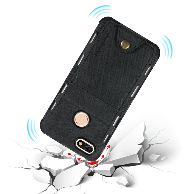 For Huawei P9 lite mini Cloth Texture + TPU Shockproof Protective Case with Vertical Flip Card Slots