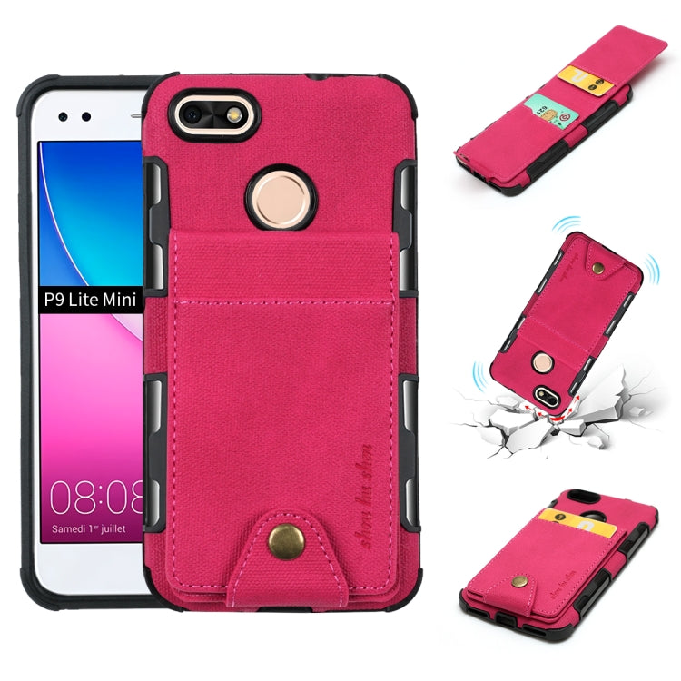 For Huawei P9 lite mini Cloth Texture + TPU Shockproof Protective Case with Vertical Flip Card Slots