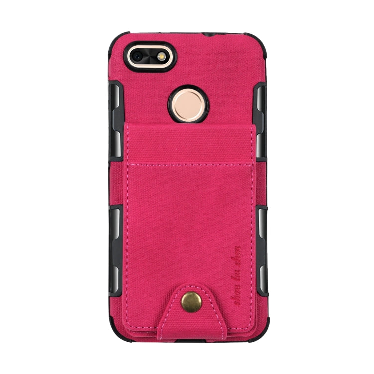 For Huawei P9 lite mini Cloth Texture + TPU Shockproof Protective Case with Vertical Flip Card Slots