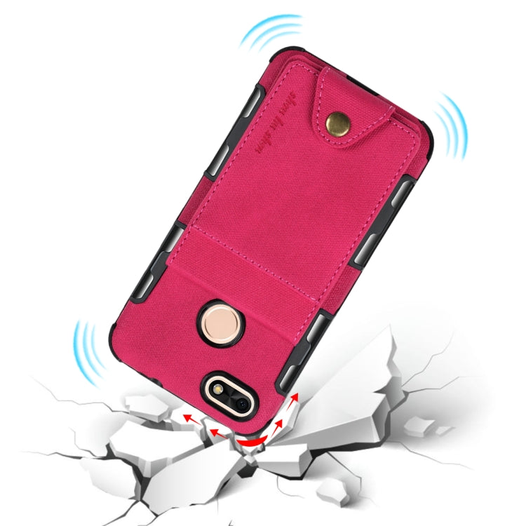 For Huawei P9 lite mini Cloth Texture + TPU Shockproof Protective Case with Vertical Flip Card Slots