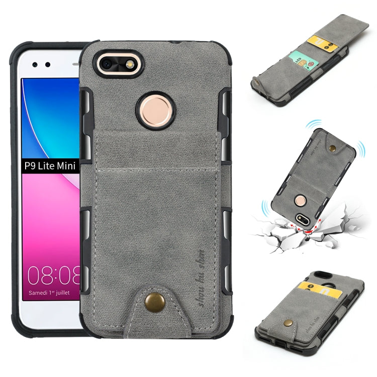 For Huawei P9 lite mini Cloth Texture + TPU Shockproof Protective Case with Vertical Flip Card Slots