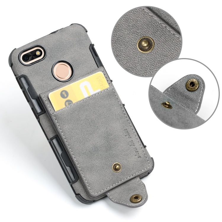 For Huawei P9 lite mini Cloth Texture + TPU Shockproof Protective Case with Vertical Flip Card Slots