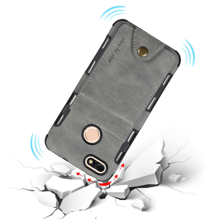 For Huawei P9 lite mini Cloth Texture + TPU Shockproof Protective Case with Vertical Flip Card Slots