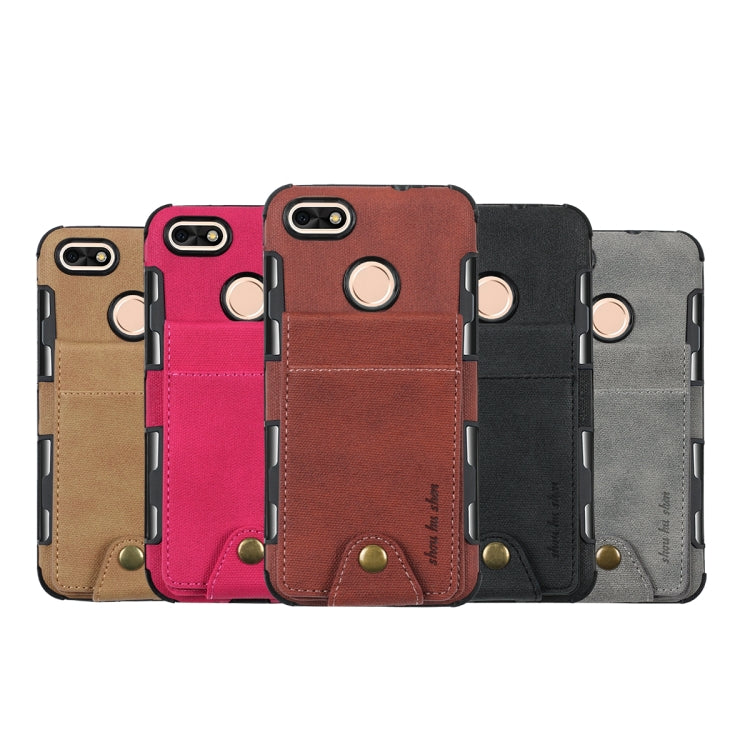 For Huawei P9 lite mini Cloth Texture + TPU Shockproof Protective Case with Vertical Flip Card Slots