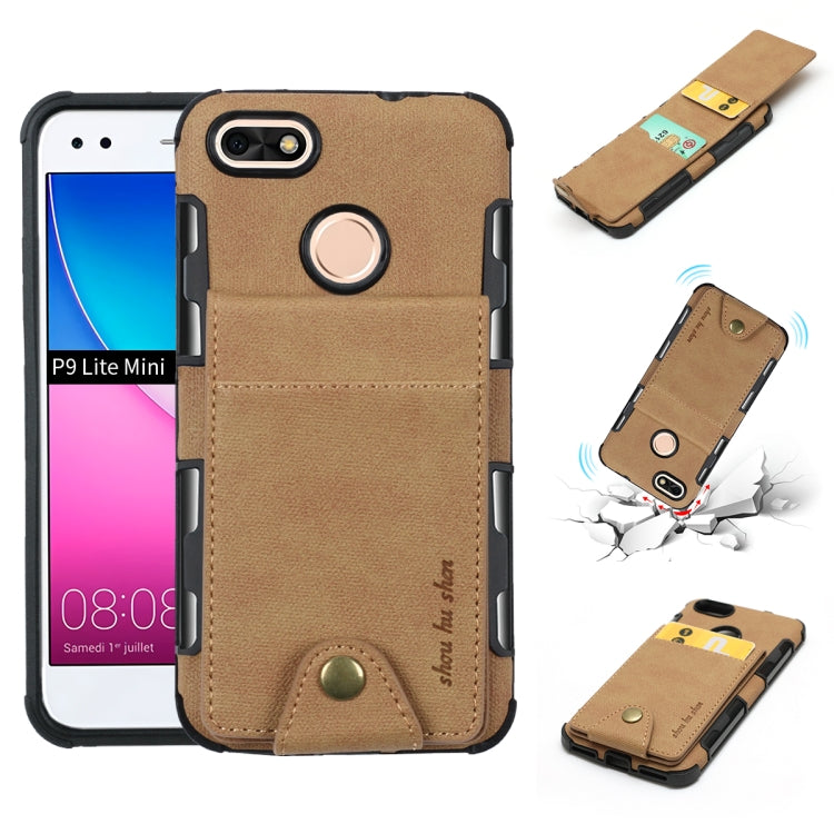 For Huawei P9 lite mini Cloth Texture + TPU Shockproof Protective Case with Vertical Flip Card Slots