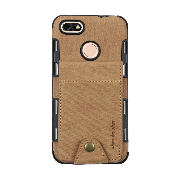 For Huawei P9 lite mini Cloth Texture + TPU Shockproof Protective Case with Vertical Flip Card Slots