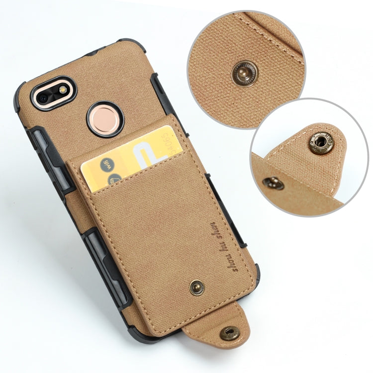 For Huawei P9 lite mini Cloth Texture + TPU Shockproof Protective Case with Vertical Flip Card Slots
