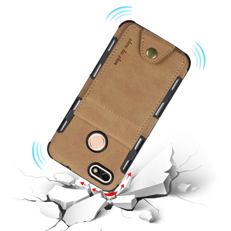 For Huawei P9 lite mini Cloth Texture + TPU Shockproof Protective Case with Vertical Flip Card Slots