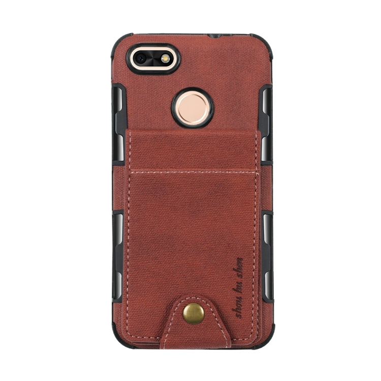 For Huawei P9 lite mini Cloth Texture + TPU Shockproof Protective Case with Vertical Flip Card Slots