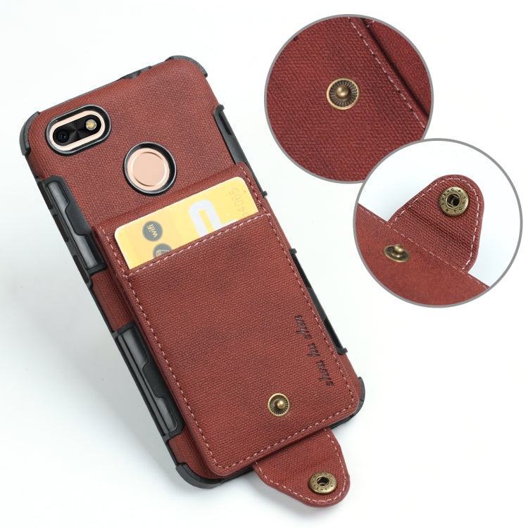 For Huawei P9 lite mini Cloth Texture + TPU Shockproof Protective Case with Vertical Flip Card Slots