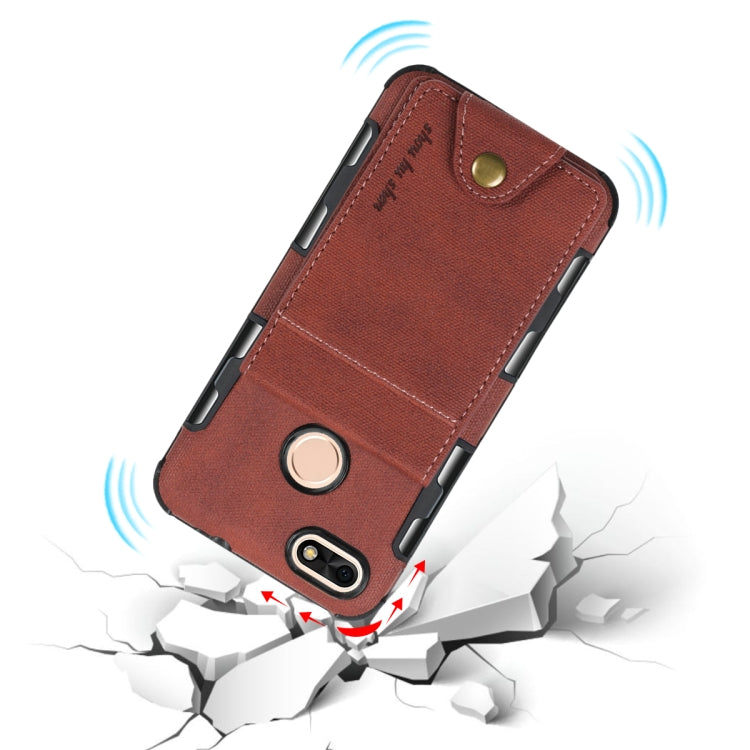 For Huawei P9 lite mini Cloth Texture + TPU Shockproof Protective Case with Vertical Flip Card Slots