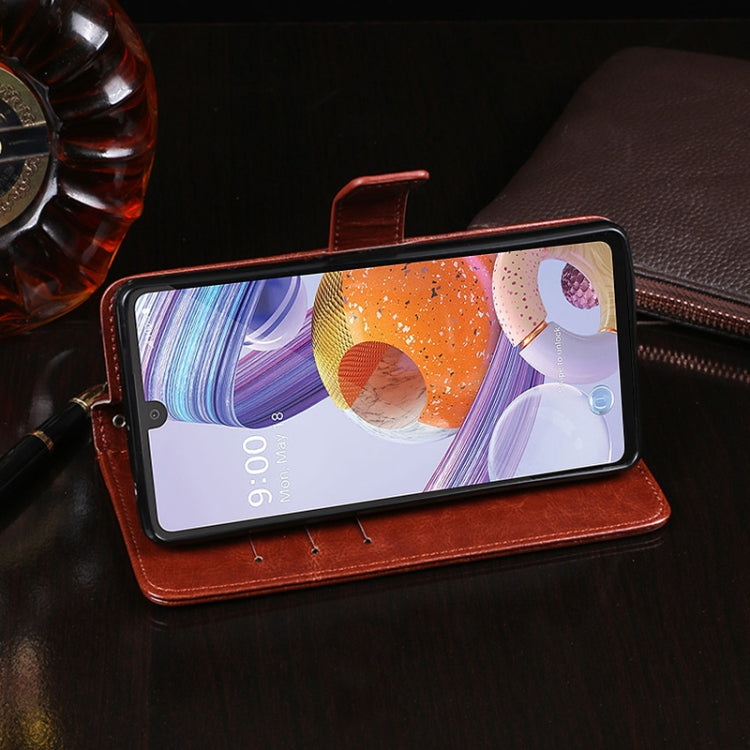 For LG K71 idewei Crazy Horse Texture Horizontal Flip Leather Case with Holder & Card Slots & Wallet