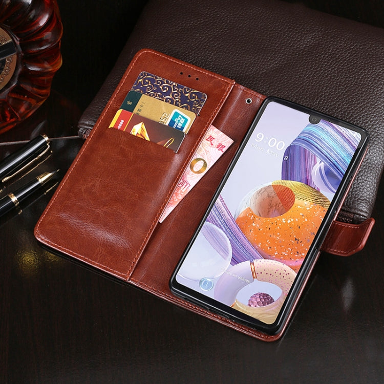 For LG K71 idewei Crazy Horse Texture Horizontal Flip Leather Case with Holder & Card Slots & Wallet