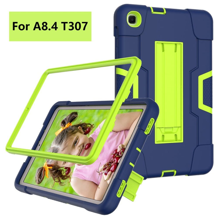 For Samsung Galaxy Tab A 8.4 (2020) T307 Contrast Color Robot Shockproof Silicon + PC Protective Case with Holder