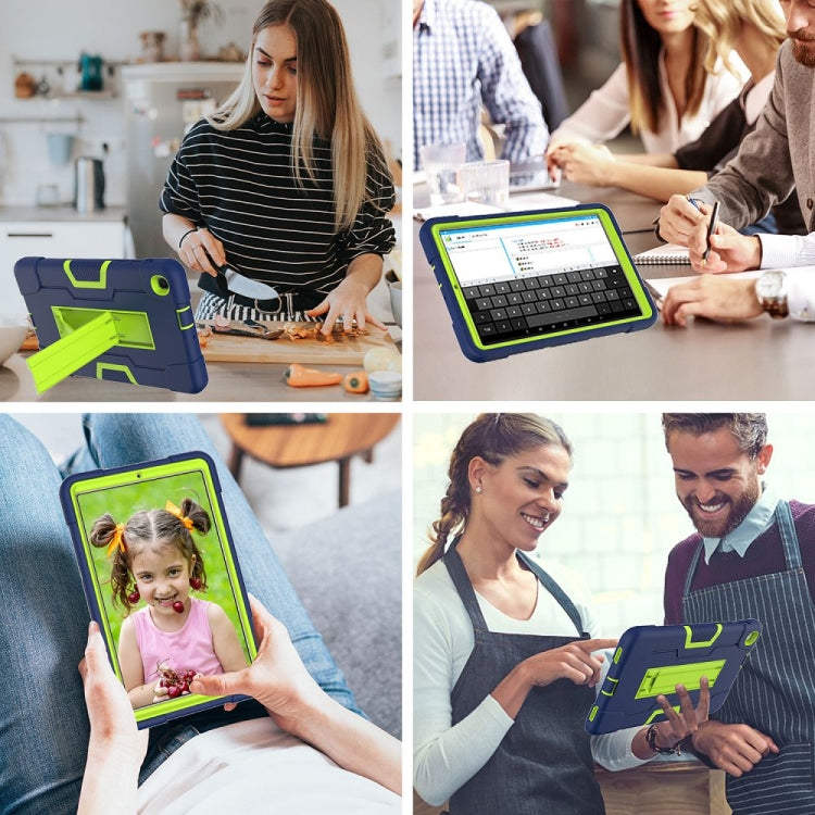 For Samsung Galaxy Tab A 8.4 (2020) T307 Contrast Color Robot Shockproof Silicon + PC Protective Case with Holder