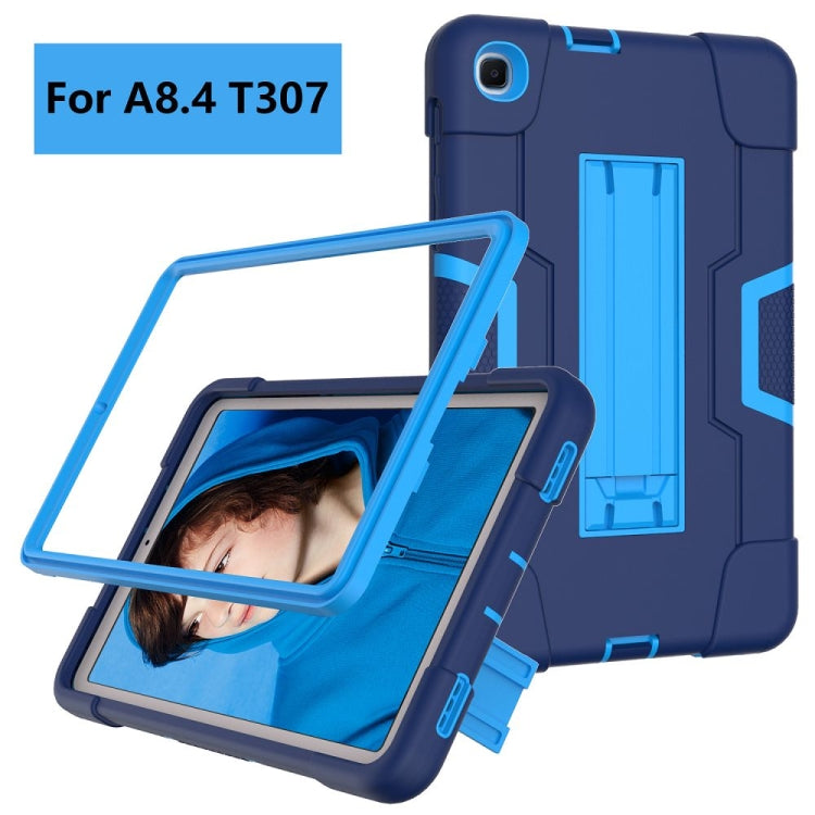 For Samsung Galaxy Tab A 8.4 (2020) T307 Contrast Color Robot Shockproof Silicon + PC Protective Case with Holder
