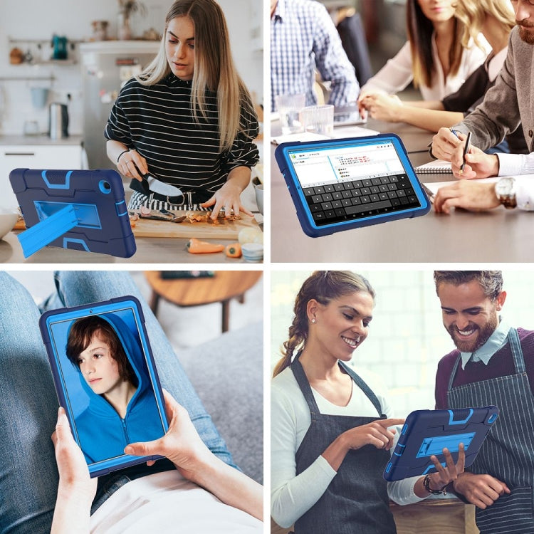For Samsung Galaxy Tab A 8.4 (2020) T307 Contrast Color Robot Shockproof Silicon + PC Protective Case with Holder