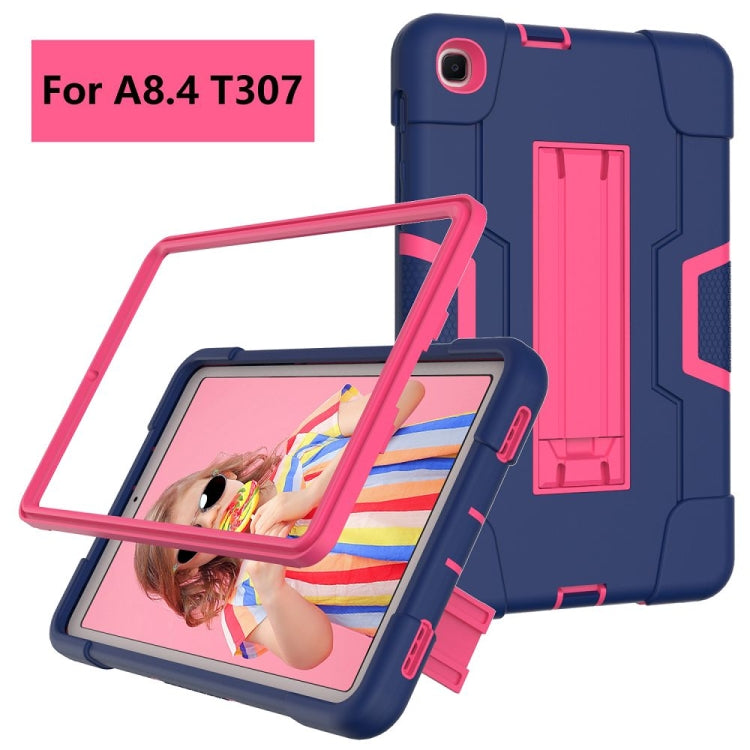 For Samsung Galaxy Tab A 8.4 (2020) T307 Contrast Color Robot Shockproof Silicon + PC Protective Case with Holder