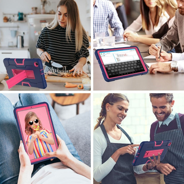 For Samsung Galaxy Tab A 8.4 (2020) T307 Contrast Color Robot Shockproof Silicon + PC Protective Case with Holder