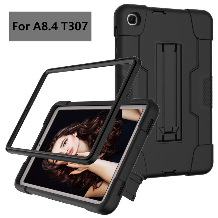 For Samsung Galaxy Tab A 8.4 (2020) T307 Contrast Color Robot Shockproof Silicon + PC Protective Case with Holder