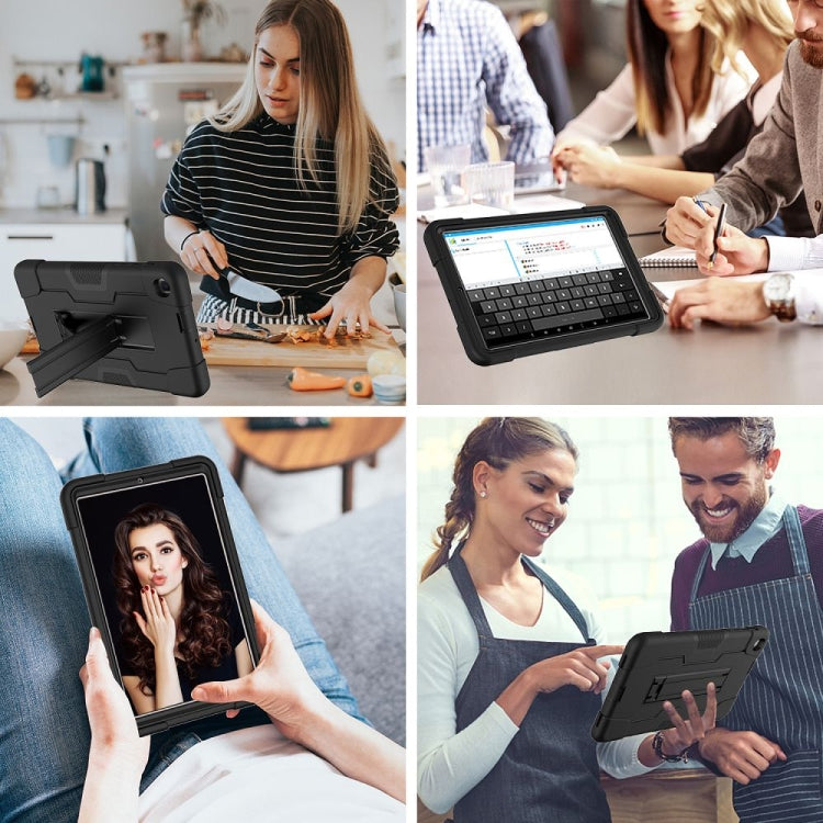 For Samsung Galaxy Tab A 8.4 (2020) T307 Contrast Color Robot Shockproof Silicon + PC Protective Case with Holder