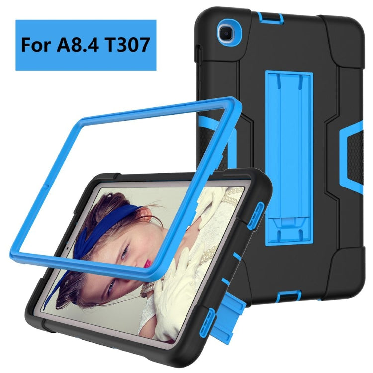For Samsung Galaxy Tab A 8.4 (2020) T307 Contrast Color Robot Shockproof Silicon + PC Protective Case with Holder