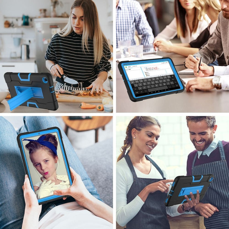 For Samsung Galaxy Tab A 8.4 (2020) T307 Contrast Color Robot Shockproof Silicon + PC Protective Case with Holder
