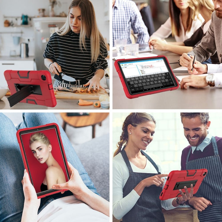 For Samsung Galaxy Tab A 8.4 (2020) T307 Contrast Color Robot Shockproof Silicon + PC Protective Case with Holder