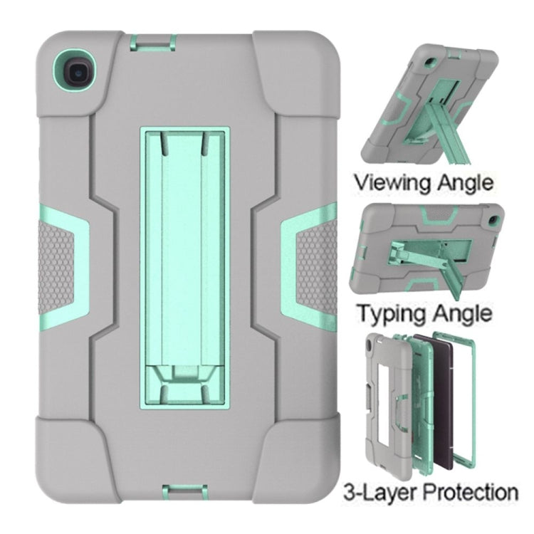 For Samsung Galaxy Tab A 8.4 (2020) T307 Contrast Color Robot Shockproof Silicon + PC Protective Case with Holder