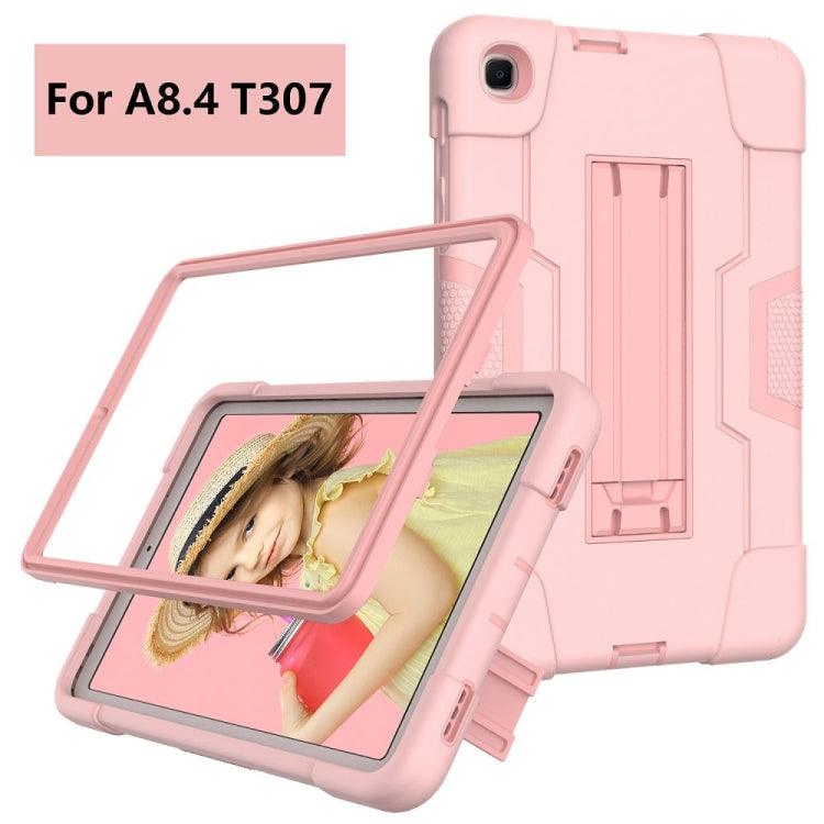 For Samsung Galaxy Tab A 8.4 (2020) T307 Contrast Color Robot Shockproof Silicon + PC Protective Case with Holder