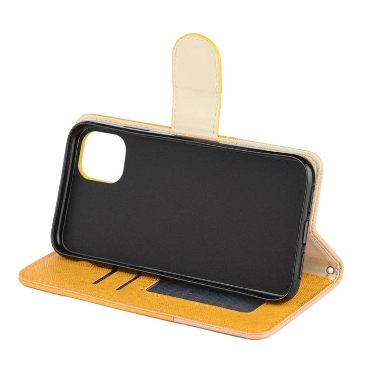 For iPhone 11 Splicing Color Horizontal Flip Leather Case with Holder & Photo Frame & Card Slots & Wallet