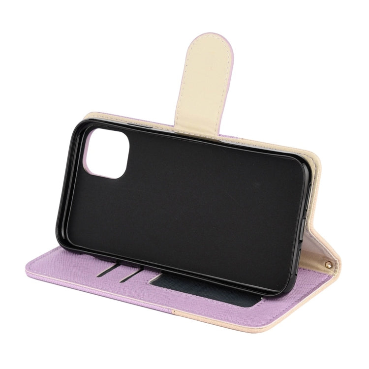 For iPhone 11 Splicing Color Horizontal Flip Leather Case with Holder & Photo Frame & Card Slots & Wallet