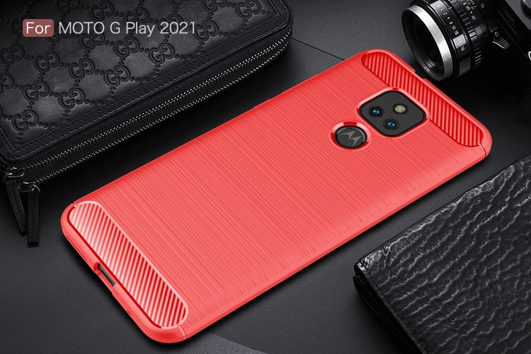 For Motorola Moto G Play (2021) Brushed Texture Carbon Fiber TPU Case