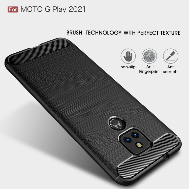 For Motorola Moto G Play (2021) Brushed Texture Carbon Fiber TPU Case