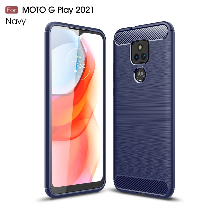 For Motorola Moto G Play (2021) Brushed Texture Carbon Fiber TPU Case