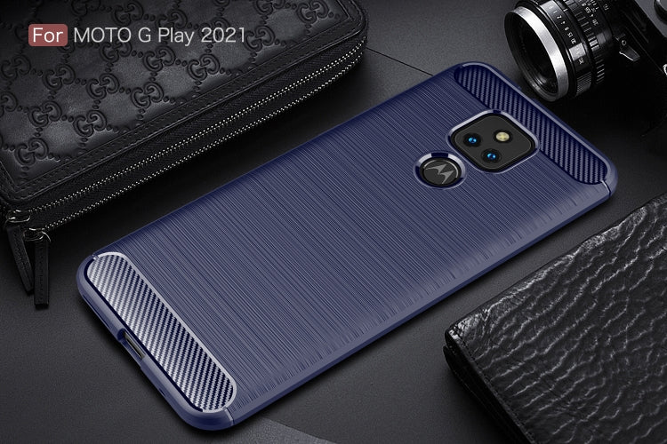 For Motorola Moto G Play (2021) Brushed Texture Carbon Fiber TPU Case